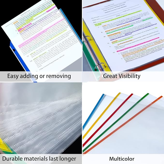 Sheet Protectors, Aipker Plastic Page Protectors for 3 Ring Binder, Heavy Duty 8.5 x 11 Paper Sheet Protector, Clear Binder Sleeves, Color Edge Document Protector for Office School (40 Pack)