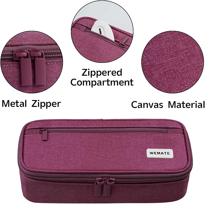 WEMATE Pencil Case, Large Storage Organizer, Makeup Bag, Teacher Must - have, Big Pencil Pouch, Marker Case for College
