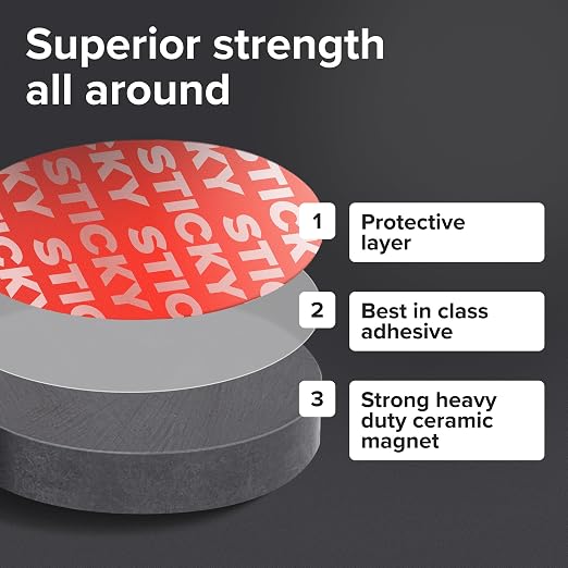 Strong Ceramic Round Magnets With Adhesive Backing (0.7x0.12"/18x3mm) - Heavy Duty Sticky Magnets, Non-Corrosive, Versatile For Home, Office, Workshop, Whiteboard, Fridge And Hobby Use