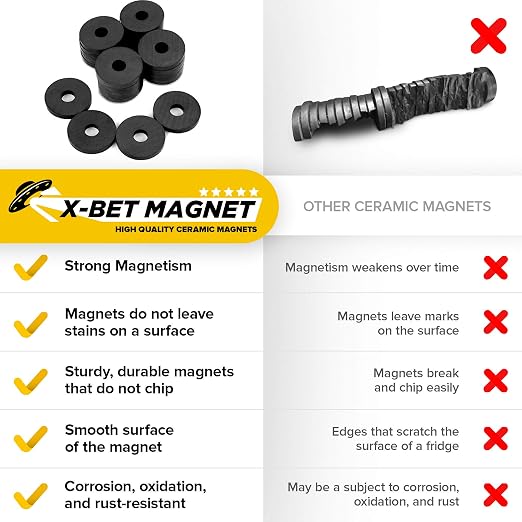 Industrial Ceramic Ring Magnets with Countersunk Hole – 30x4.5mm (1.2" x 0.18"), 18 Pack – High Strength Ferrite Magnets for Mechanical Mounting & Equipment Applications