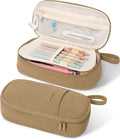 SUNEE Cute Pencil Case, Large Pencil Pouch, Soft Corduroy Fabric Big Pencil Bag with Zipper, Kawaii Pen Bag Stationery Storage and Organizer, School Supplies for Teen, Student, Boys, Girls, Khaki