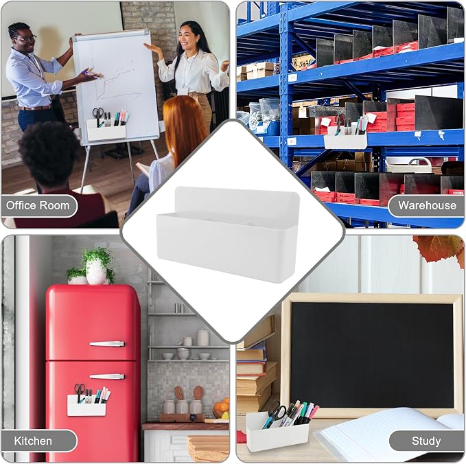 KITANIS Magnetic Pen Holder,3 Compartments Magnetic Dry Erase Marker Holder,Extra Strong Magnet Storage Marker Pen Pencil Organizer for Refrigerator,Whiteboard,Locker Accessories(Long Style)