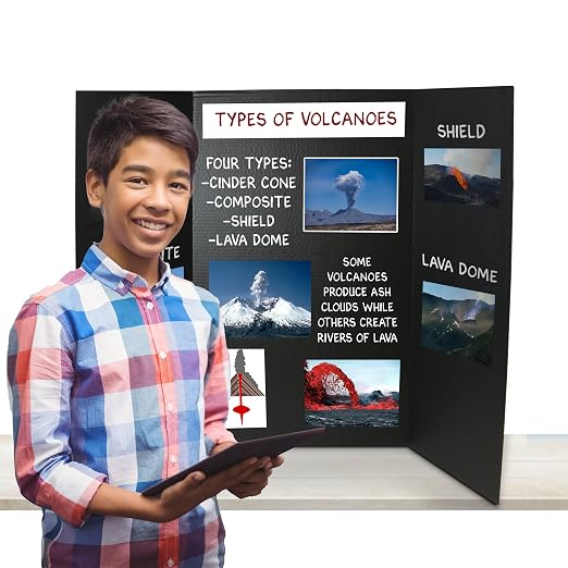 Flipside Products 36” x 48” Project Boards for Presentations, Science Fair, School Projects, Event Displays and Trifold Picture Board, Proudly Made in USA - Black - 24 Pack