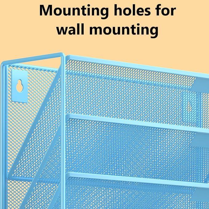 Kuntine.B 6-Tier Wall File Organizer Hanging File Organizer Cubicle Organizer Wall File Holder for Office Home (Blue, 6 Tier)