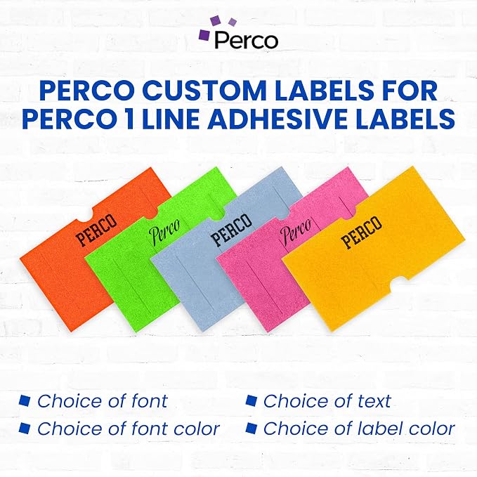 Custom Price and Date Labels - 8,000 Price Marking Labels for Perco Lite, X, Plus and Perco Pro 1 Line Guns - Choose Color, Font and Imprint - 8 Rolls, 1 Sleeve - Made in USA