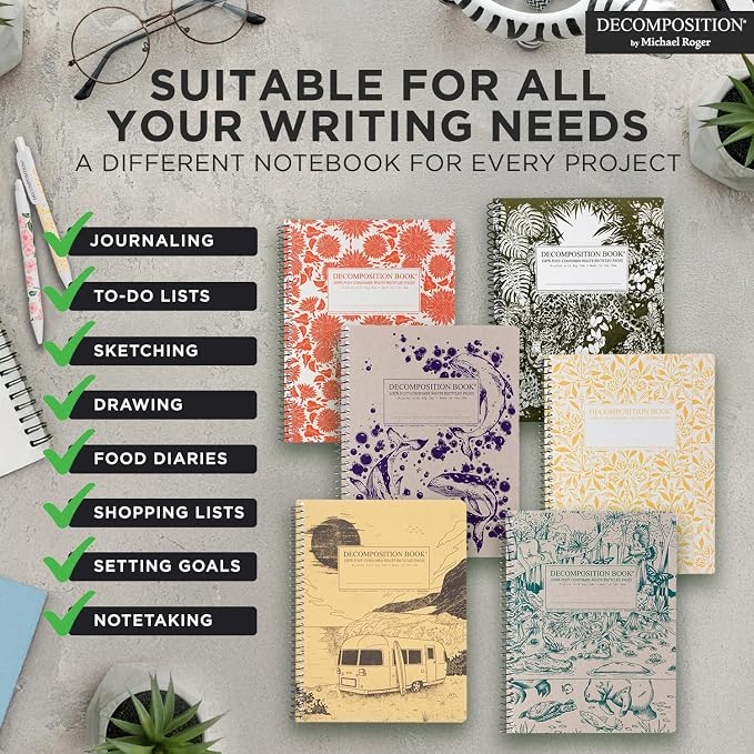 Decomposition Lobsters College Ruled Spiral Notebooks – 9.75 x 7.5 Journal with 160 Lined Pages – Notebooks for School Supplies, Home & Office – 100% Recycled Paper – Made in USA