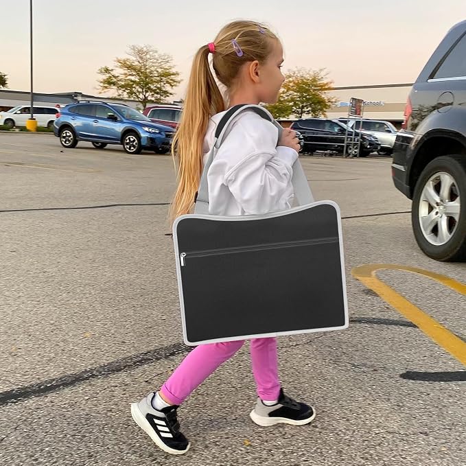 MENZOKE Kids Travel Tray for Toddler Car Seat, Toddler Gift for Boy Activities with Dry Erase Board & iPad Holder Stand, Road Trip Essentials Accessories Lap Tray for Boy as Birthday Gift, Black