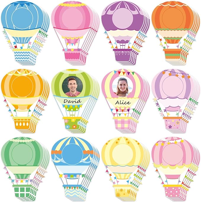 Fuutreo 60 Pcs Hot Air Balloons Cutouts Colorful Hot Air Balloons DIY Photo Craft Cutouts Name Tags Labels Bulletin Board Decoration for Back to School Party Supplies Offices Classroom Decor