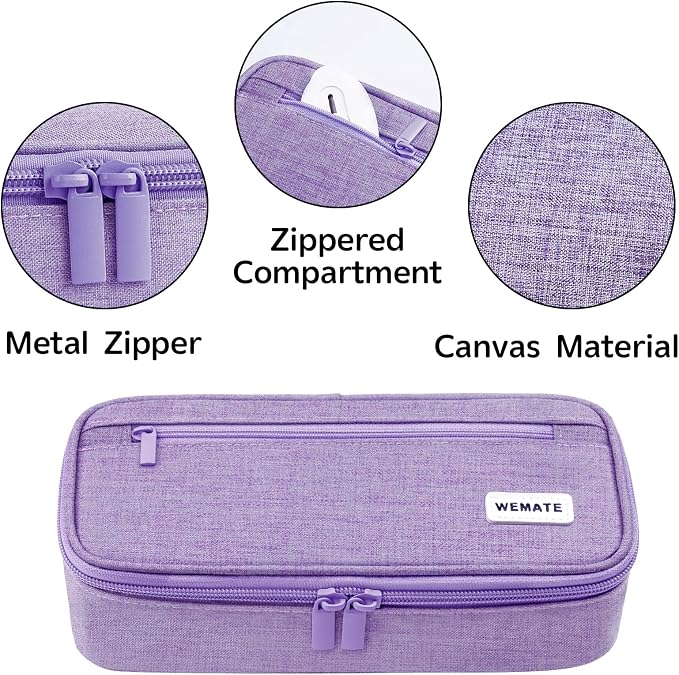 WEMATE Pencil Case, Large Storage Organizer, Makeup Bag, Teacher Must - have, Big Pencil Pouch, Marker Case for College