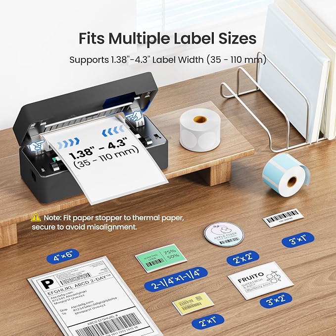 Bluetooth Thermal Shipping Label Printer, 4x6 Portable Thermal Label Printer, Compatible with iPhone, Android, Windows & Mac, Widely Used for USPS UPS Amazon Shopify Etsy (Dark Grey)