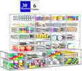ARSTPEOE 30 Drawers, Acrylic Desk Makeup Organizer, Plastic Drawers Organizer, Stackable Storage Solution for Makeup, Dresser, Office, Bathroom Clear Plastic Craft and Bead Storage Cabinet