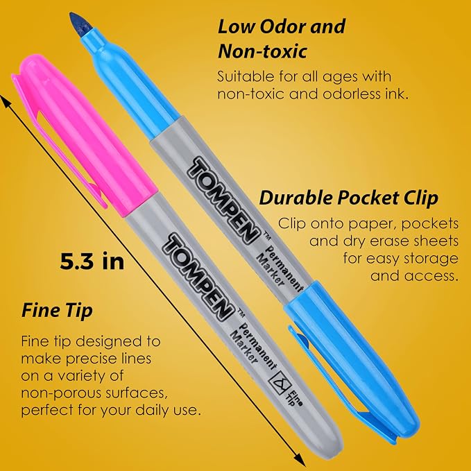 Permanent Markers,Fine Tip,48 Pack Bulk,16 Assorted Colors,Waterproof Permanent Marker Pens with Quick Drying on Wood,Plastic,Paper,Metal,Mirror for Christmas Gift Drawing Writing Poster