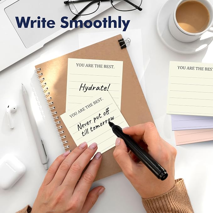 18 PCS Inspirational Sticky Notes with Lines, Adhesive Note Pads Motivational Fun Notepads, Employee Appreciation Gifts Bulk for Teacher, Nurse, Coworkers, Office, Work & Study Supplies (3” x 3“)