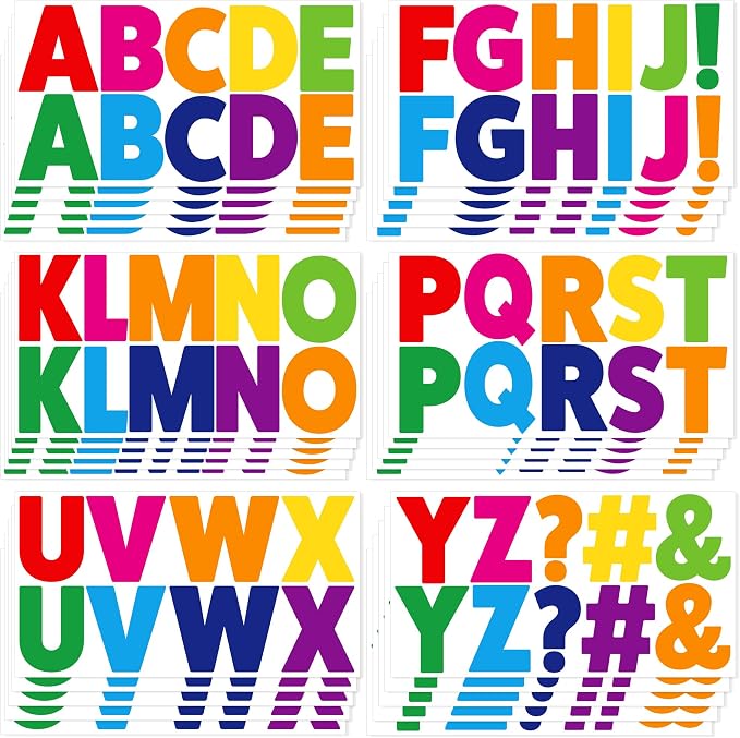 30 Sheets Letter Stickers 300 Pcs Large Bulletin Board Letters Set for Boho Classroom Decor,Vinyl Self Adhesive Alphabet ABC Stickers for Poster Board Mailbox Craft Home Decor (2.5 Inch,Bright Color)