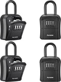 Puroma Key Lock Box, Portable Combination Lockbox Wall-Mounted Storage for House Keys, Resettable Code Safe Security Lock Box for Home, Office, Apartment Spare Key Storage (4 Pack, Pure Black)