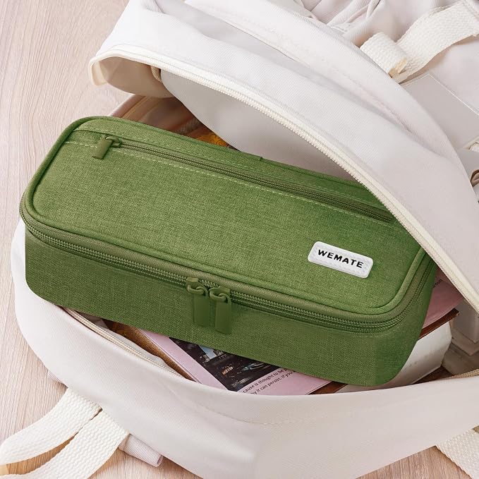 WEMATE Pencil Case, Large Storage Organizer, Makeup Bag, Teacher Must - have, Big Pencil Pouch, Marker Case for College