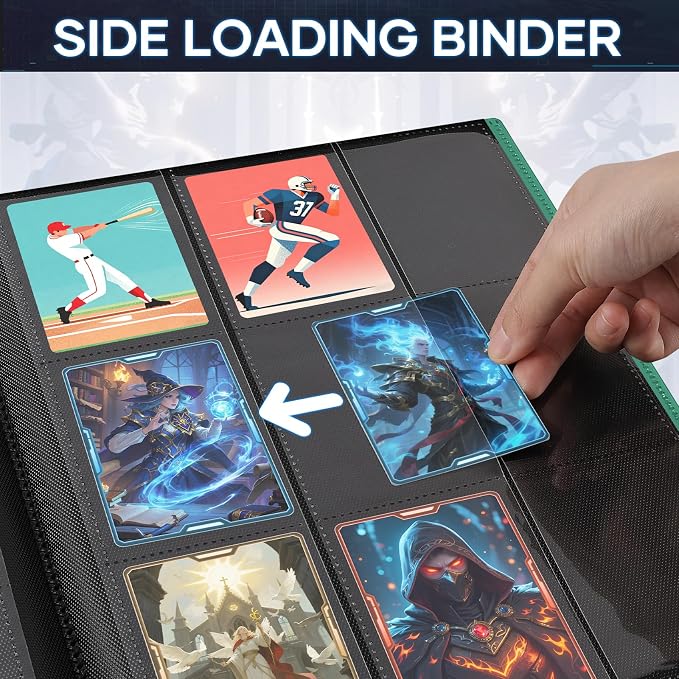 Trading Card Binder, Card Binder Album Folder Book Fit for MTG Baseball Football Sports Cards, Easy to Use Card Collection Binder (green, 360 Pockets)