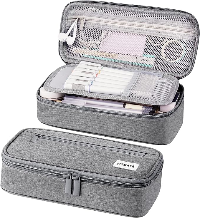 WEMATE Pencil Case, Large Storage Organizer, Makeup Bag, Teacher Must - have, Big Pencil Pouch, Marker Case for College