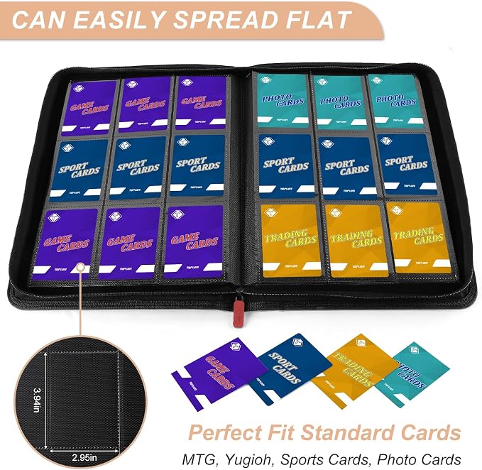 Trading Card Binder, Card Binder Album Folder Book Fit for MTG Baseball Football Sports Cards, Easy to Use Card Collection Binder (Teal, 432 Pockets)