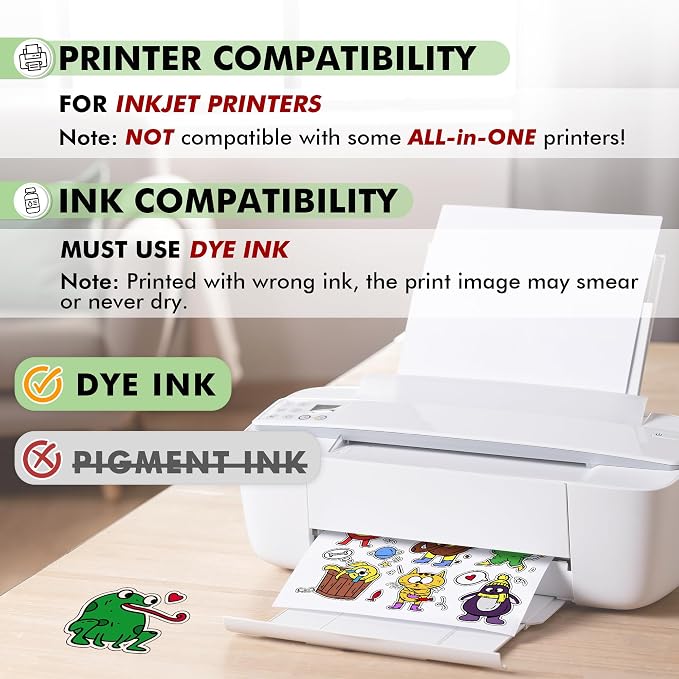 Koala 95% Clear Sticker Paper for Inkjet Printer - Waterproof Printable Vinyl Sticker Paper - 8.5x11 Inch, 50 Sheets, Transparent Glossy - Easy to Use for DIY Personalized Decals