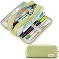 CICIMELON Large Capacity Pencil Case 3 Compartment Pouch Pen Bag for School Teen Girl Boy Men Women (Green)