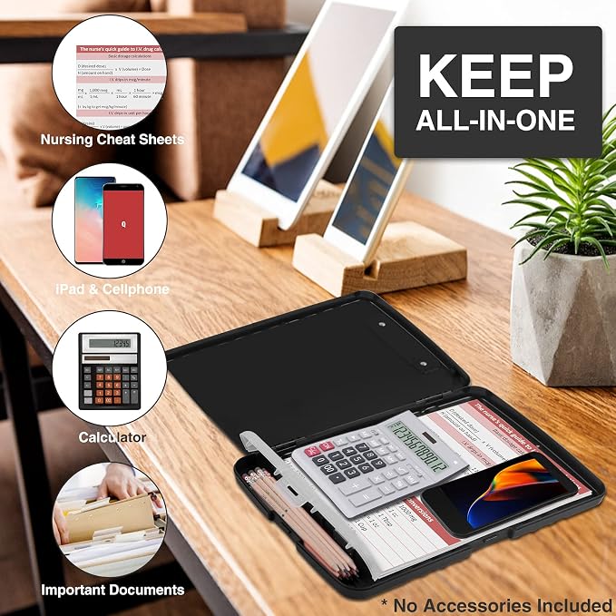 Sooez Clipboards with Storage, High Capacity Clip Boards 8.5x11 with Storage, Heavy Duty Nursing Clipboard Folder, Plastic Clipboard with Pen Holder for Women Teachers Work, School & Office Supplies