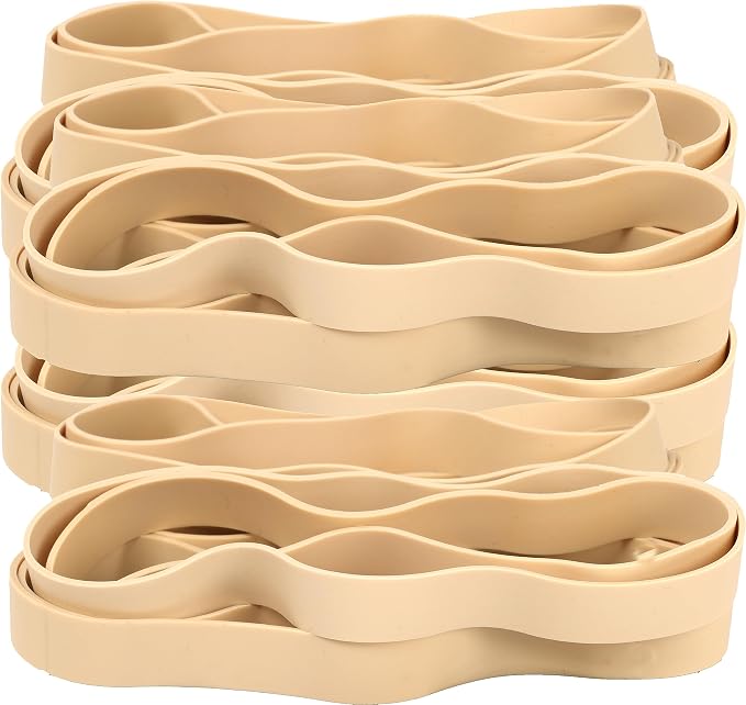 AIWOQI Rubber Bands Size 107 Heavy Duty Big Wide Rubber Band 30PCS #107 | Elastic Bands for Office Supply Trash Can File Folders Litter Box Rubber Bands (Light brown)