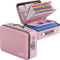 DocSafe Fireproof Document Box with Lock, Hard Case File Organizer with Accordion File Folder, Fireproof Water Resistant Safe Box Home Office Travel Storage for Important Documents Laptop Pink