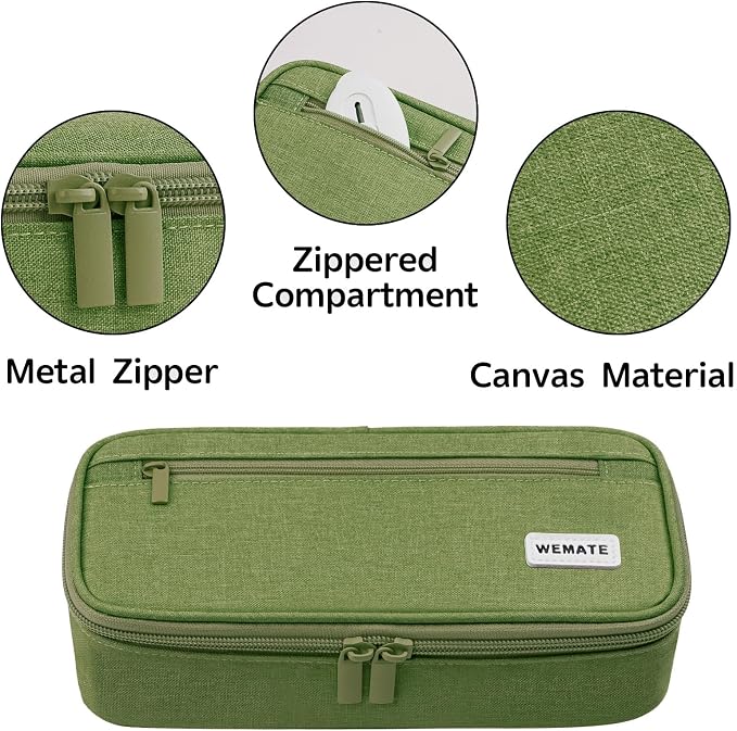 WEMATE Pencil Case, Large Storage Organizer, Makeup Bag, Teacher Must - have, Big Pencil Pouch, Marker Case for College