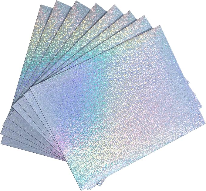 20 Sheets Holographic Sticker Paper for Inkjet & Laser Printer 8.5x11 inch | Printable Vinyl Sticker Paper Self- Adhesive Waterproof Tear Resistant -Dots Style