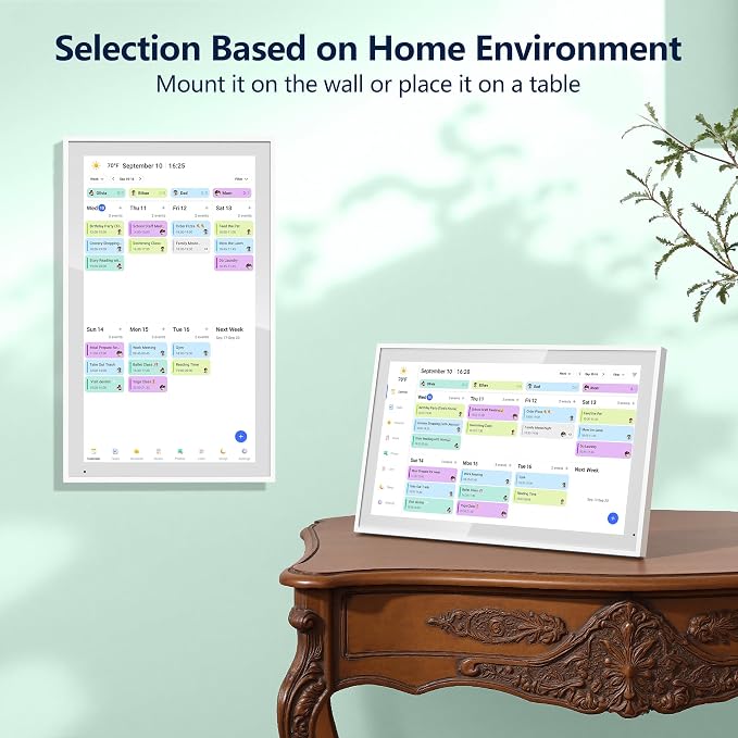 Digital Calendar, 21.5 Inch Electronic Calendar & Chore Chart, Smart Family Organizer with Interactive Touchscreen Display, Wall Mount or Desk Mount in Portrait or Landscape