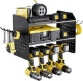 TRZZ Power Tool Organizer Wall Mount, 3-Layer Drill Holder with 2 Side Pegboards, Cordless Drill Rack with 4 Hooks, Efficient Storage for Workshop, Garage, and Tool Room (Black) | 2 Side Pegboards, 4 Hooks, Cordless Drill Holder, Efficient Storage, for...