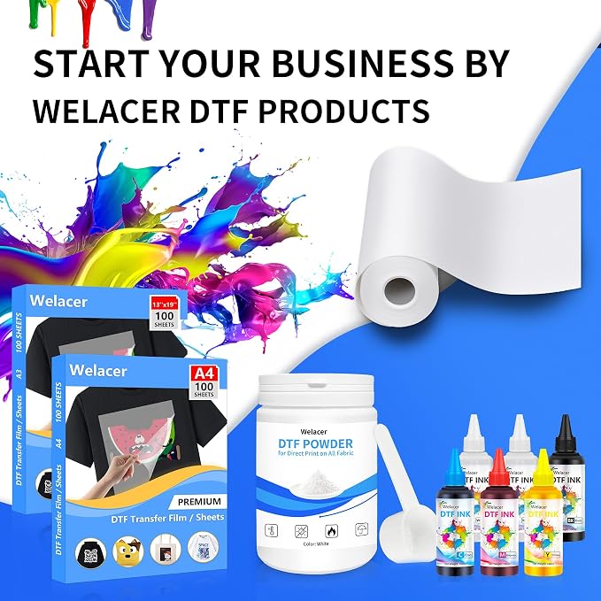 DTF Transfer Film Roll 17"x328FT,Double-Sided Matte Pretreat Film | Hot&Cold Peel,PET Heat Transfer Paper for DTF Inkjet Printer Direct Print on T-Shirts and All Color Fabrics,Wash Durable