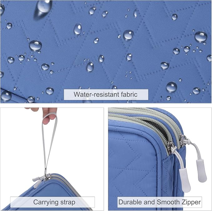 FYY Electronic Organizer, Extra Large Travel Cable Organizer Bag Pouch Portable Waterproof Double Layers All-in-One Storage Bag for iPad, Cable, Power Bank, Laptop Charger for Office, Blue-Pattern