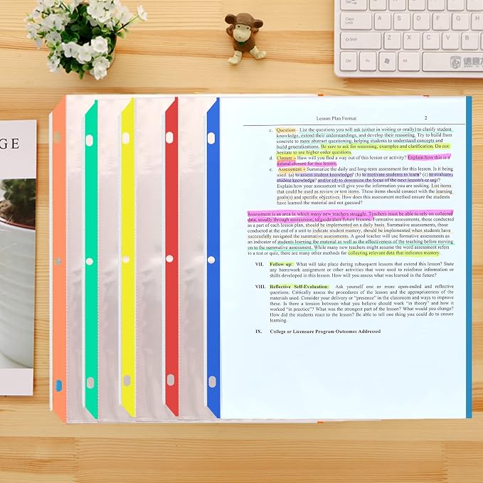 Sheet Protectors, Aipker Plastic Page Protectors for 3 Ring Binder, Heavy Duty 8.5 x 11 Paper Sheet Protector, Clear Binder Sleeves, Color Edge Document Protector for Office School (40 Pack)