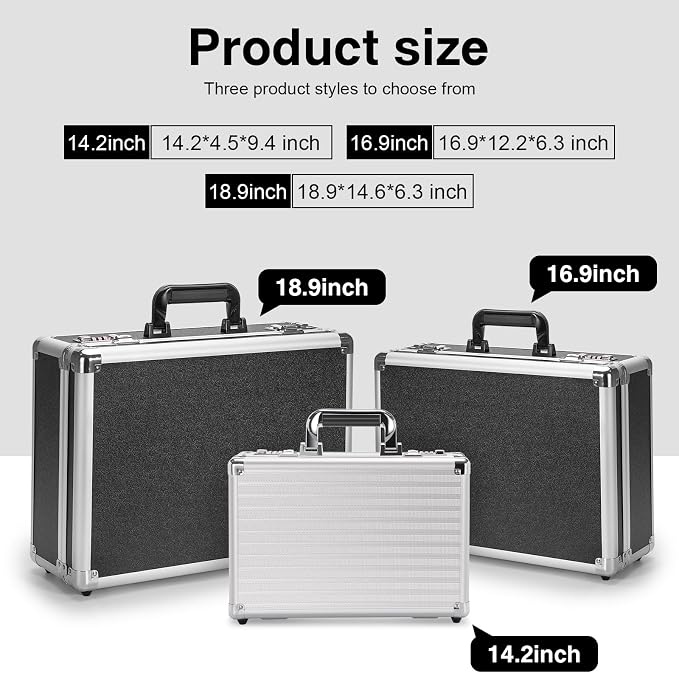 LOCKCURX File Organizer Storage Box - 18.9 x 14.6 x 6.3 Inch X-Large, Portable Locking Storage Totes with Dual Combination Locks for Cash, Documents & Valuables - Black