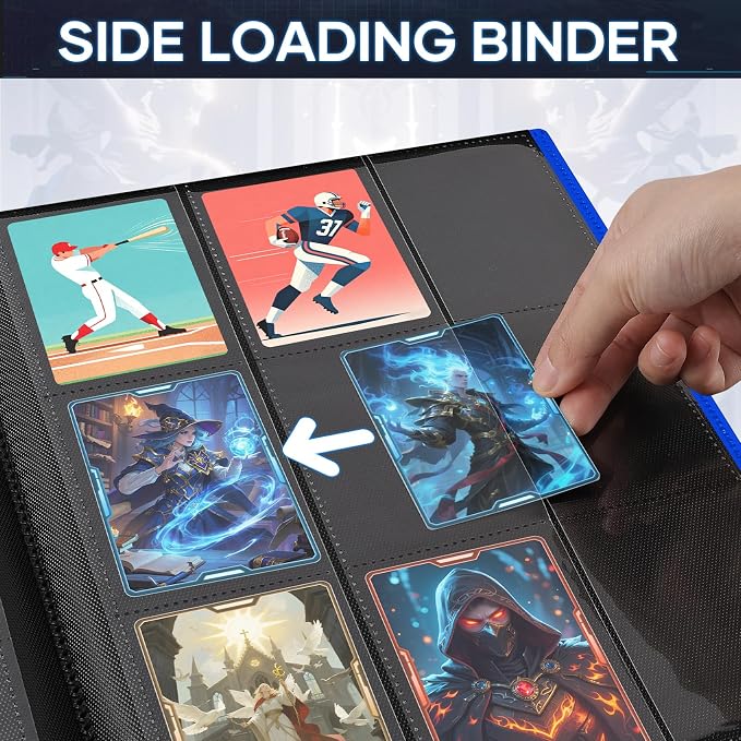 Trading Card Binder, Card Binder Album Folder Book Fit for MTG Baseball Football Sports Cards, Easy to Use Card Collection Binder (Navy Blue, 360 Pockets)