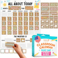 Large 45 Pockets Classroom Calendar Pocket Chart - 24x29" Pocket Calendar, Teacher Calendars Bulletin Board Set, Elementary Kindergarten Preschool Classroom Decor, Kraft Bulletin Board Decorations