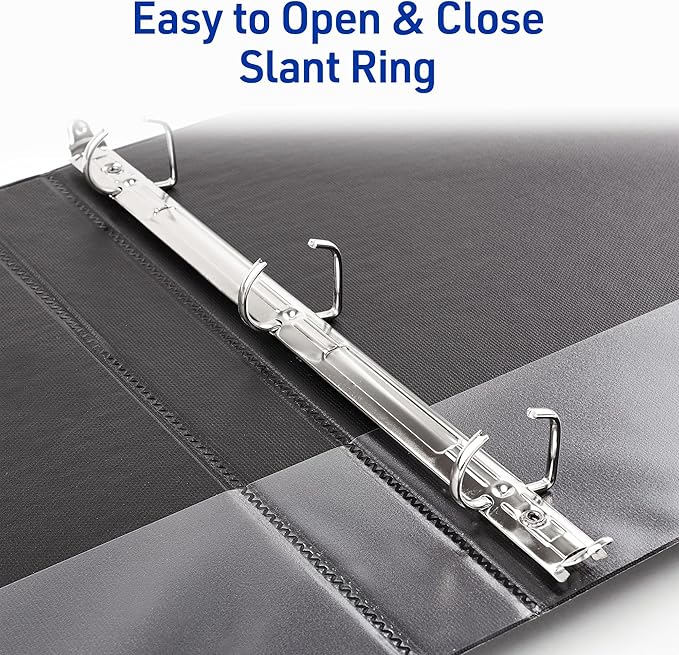 Avery Durable View 3 Ring Binder, 1 Inch Slant Rings, 250-Sheet Capacity, DuraHinge, 1.4 Inch Wide Spine, Customizable Clear Covers and Spine, 1 Pool Blue Binder (17831)