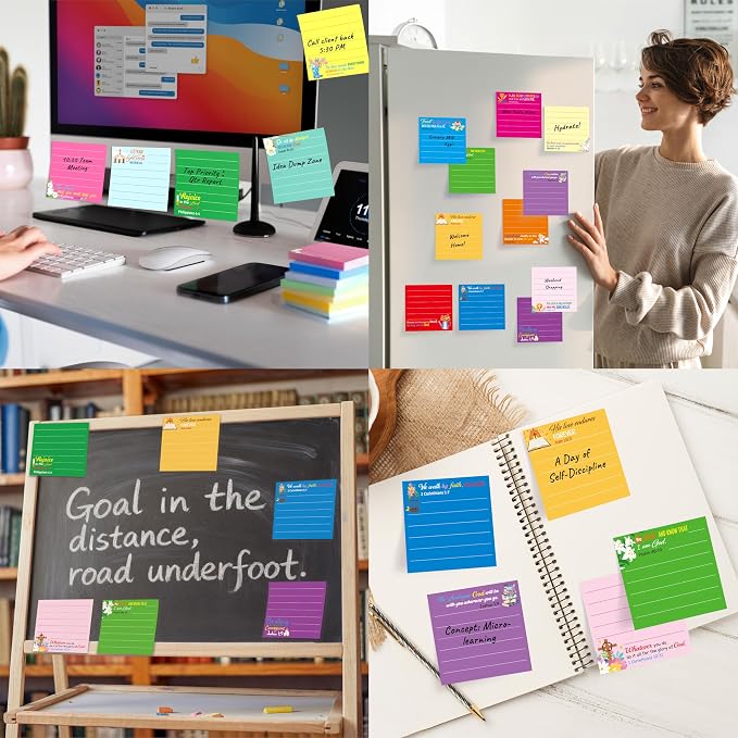18 Pack Bible Sticky Notes with Lines, Inspirational Religious Christian Notepads, Bible Verse Quote Notepads for Message, Reminder, Gifts, Diary Lists, Office, School, Scripture Memo Pads (3” x 3”)