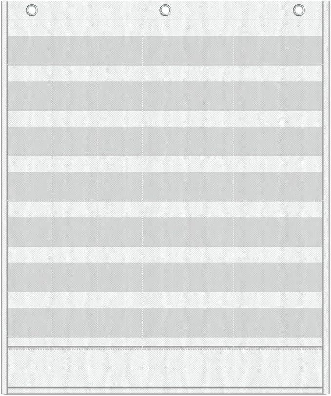 Yoink 48 Pockets Classroom Calendar Pocket Chart for Kids Learning - Monthly Calendar with Durable Fabric, Homeschool and Teacher Supplies, Preschool Kindergarten Wall Decor, Only Chart (White)
