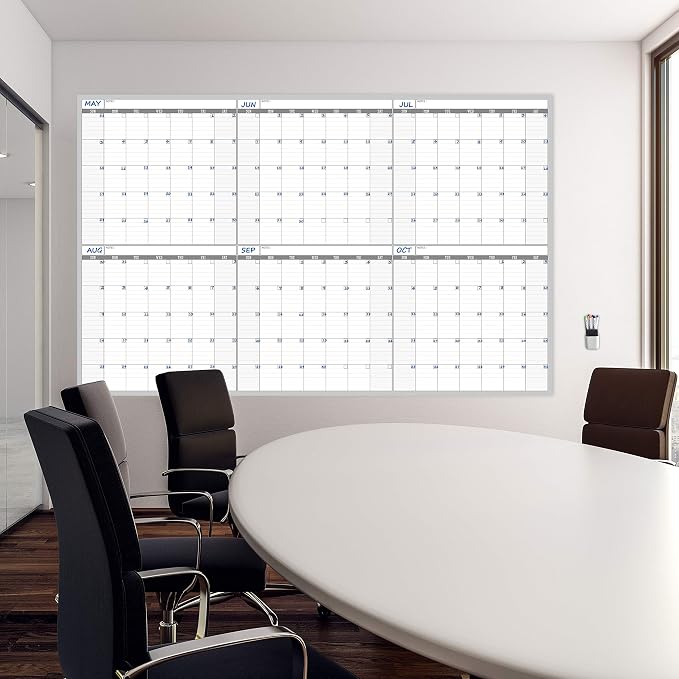 Large Dry Erase Wall Calendar - 60“ x 38" Undated Blank 6 Month Calendar - Giant Whiteboard 6 Month Poster - Premium Laminated Undated Planner for Classroom, Office, Project & Family Schedule