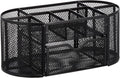 Amazon Basics Mesh Desk Organizer with Pen Holder, Pullout Drawer and Office Caddy Storage, 9.25" x 4.53" x 3.94", Black