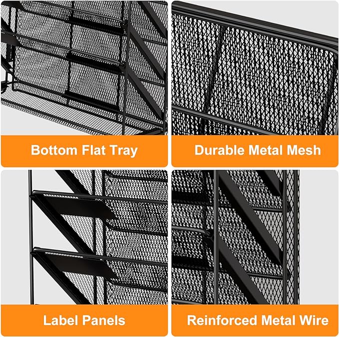 Kuntine.B Wall File Organizer (Black, 7 Tier 2 Pack)