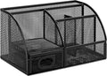 Amazon Basics Mesh Pen Holder and Desktop Desk Organizer, Office Caddy Storage for Writing Utensils, 9.1 x 5.9 x 5.5 inches, Black